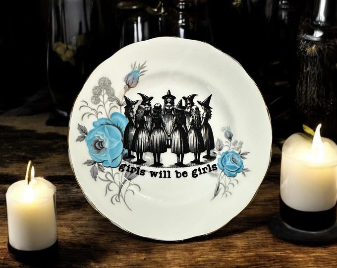 Girls will be girls, vintage plate with stand