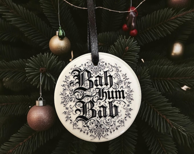 Bah Hum Bab Ceramic bauble