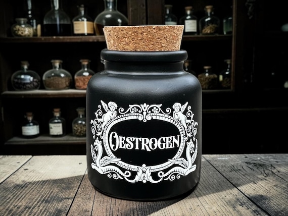Oestrogen Apothecary Jar – Gothic Storage Jar – Dark Humour Decor – Alternative Gift