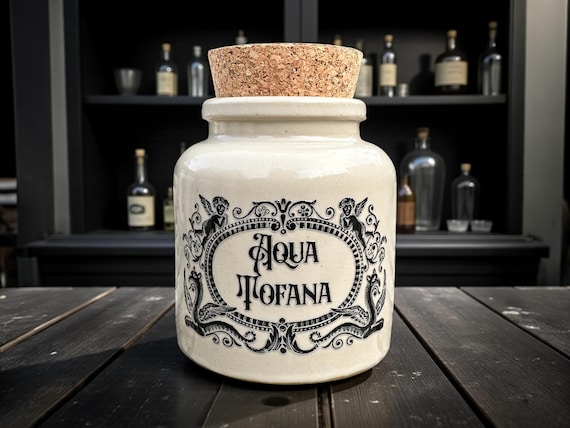Aqua Tofana stoneware apothecary jar