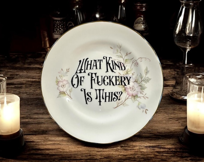 What kind of fuckery is this?, vintage plate with stand