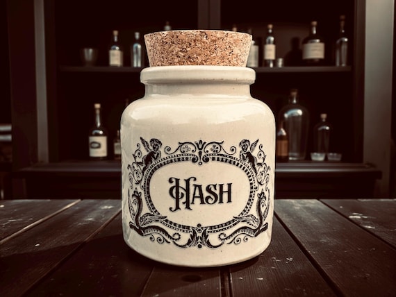 Hash stoneware apothecary jar