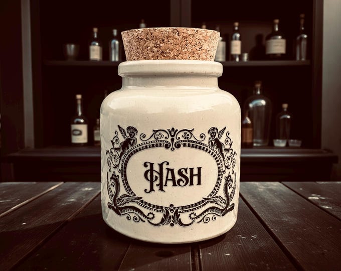Hash stoneware apothecary jar
