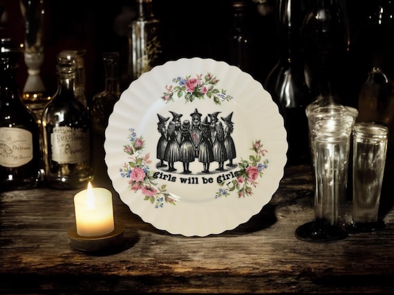Girls will be girls, vintage plate with stand