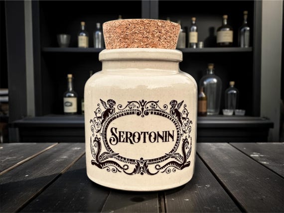 Serotonin Stoneware Jar | Funny Mental Health Decor | Statement Storage | Novelty Gift