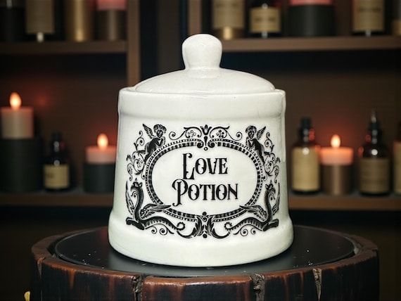 Love Potion white apothecary jar pot