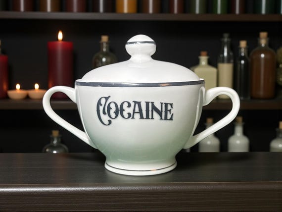 Cocaine white apothecary jar
