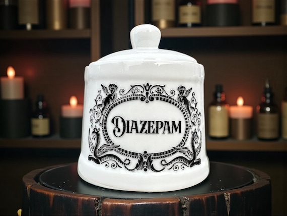 Diazepam Ceramic Jar | Funny Mental Health Decor | Statement Storage | Novelty Gift