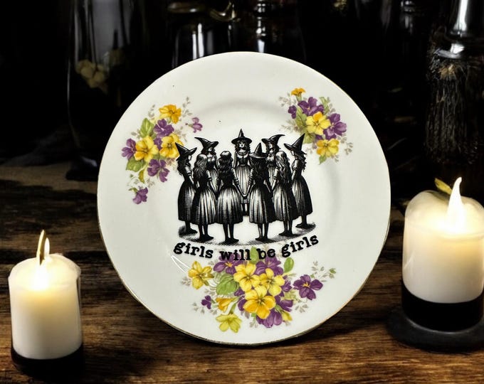 Girls will be girls, vintage plate with stand