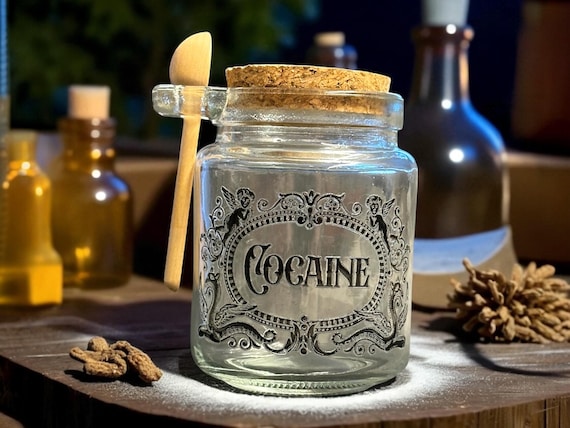 Cocaine small glass jar