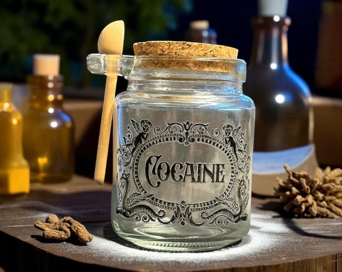 Cocaine small glass jar