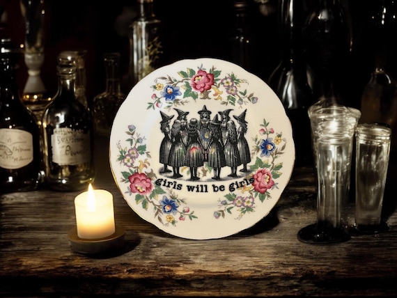 Girls will be girls, vintage plate with stand