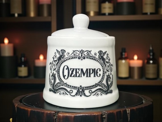 Ozempic white apothecary jar pot