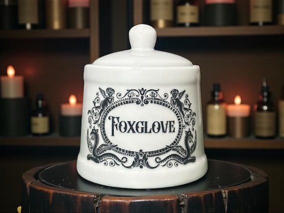 Foxglove white apothecary jar pot