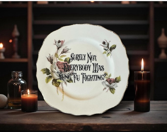 Surely Not Everybody Was Kung Fu Fighting Plate – Vintage Crackpottery