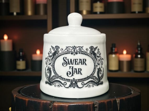 Swear Jar white apothecary jar pot