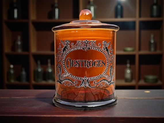 Oestrogen Large Glass apothecary jar