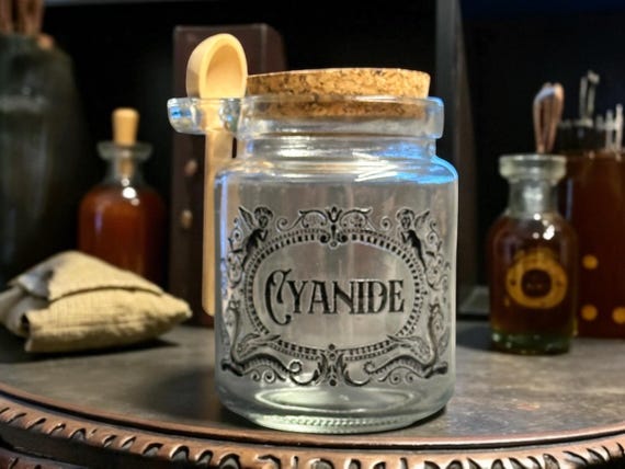 Cyanide small glass jar
