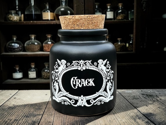 Crack Jar – Funny Apothecary Storage Jar – Dark Humour Gothic Kitchen Decor – Alternative Gift