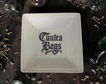 Cuntea Bags Teabag Tidy | Funny Tea Bag Holder | Rude Tea Lover Gift | Dark Humour Gothic Homeware