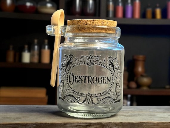 Oestrogen small glass jar