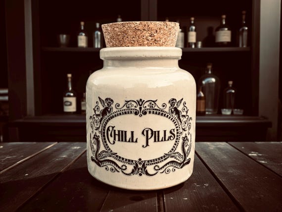 Chill Pills apothecary jar