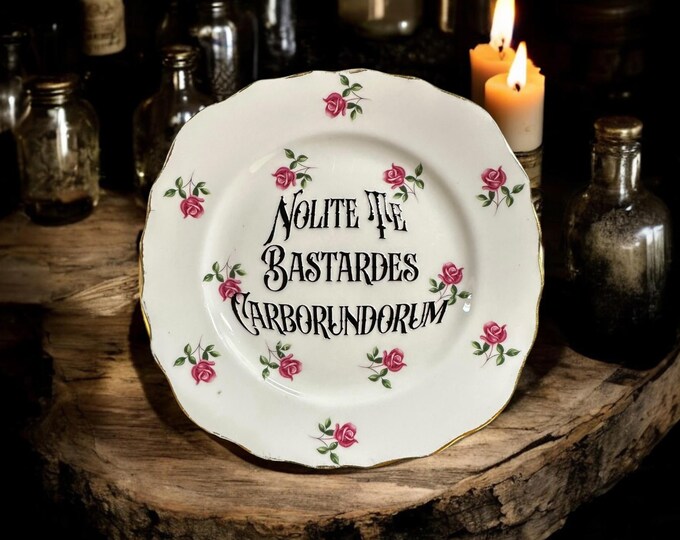 Nolite te bastardes carborundurm, vintage plate with stand