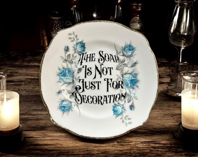 The soap is not just for decoration, vintage plate with stand