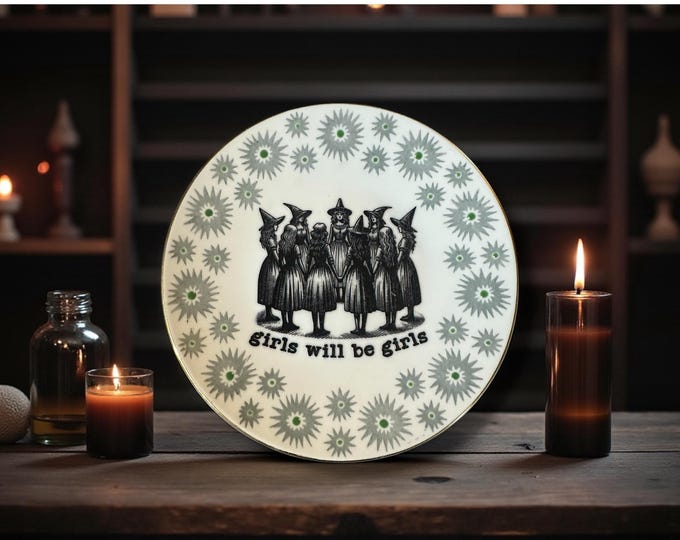 Girls will be girls, vintage plate with stand