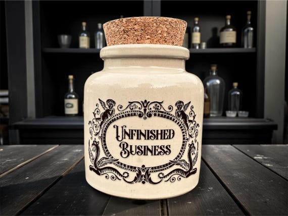 Unfinished Buisness Stoneware Jar | Funny Statement Storage | Humorous Home Decor | Novelty Gift