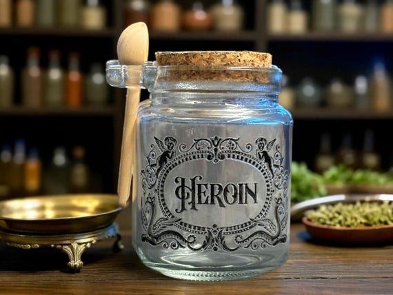 Heroin small glass jar