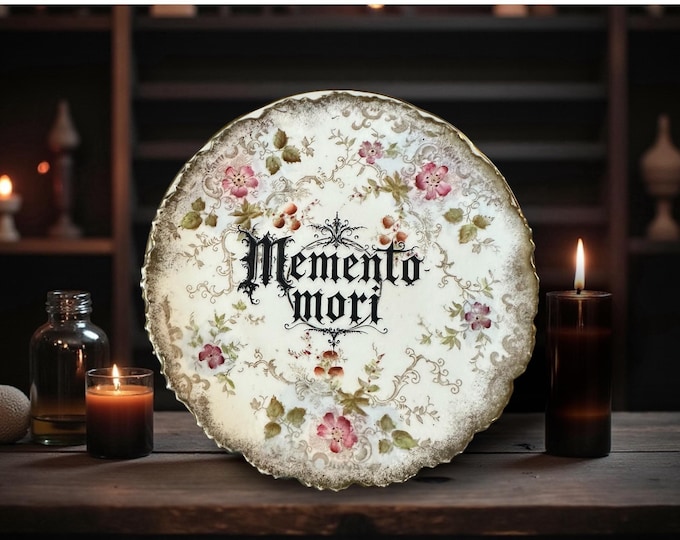 Memento Mori Vintage 16cm Decorative Plate with Stand