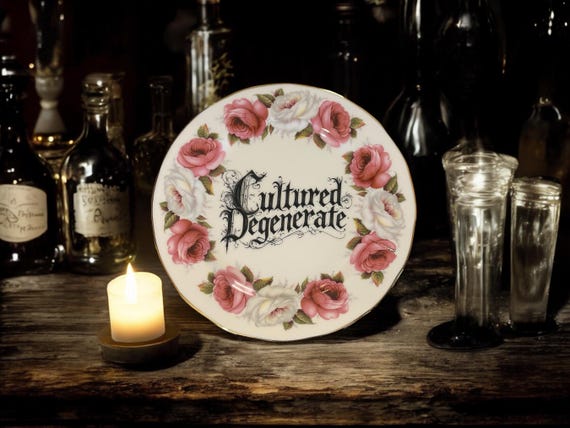 Cultured Degenerate Plate – Vintage Crackpottery with stand