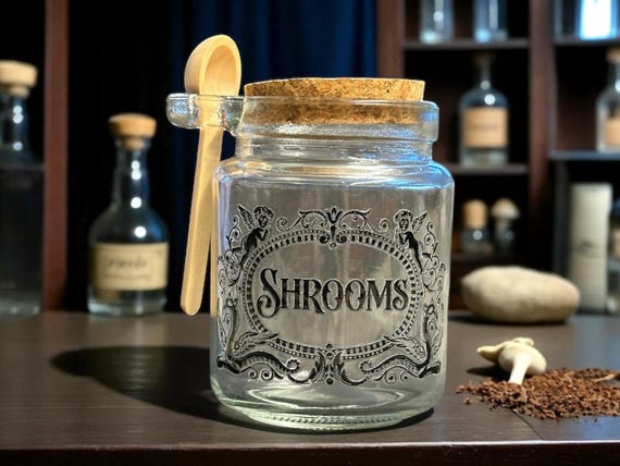 Shrooms small glass jar