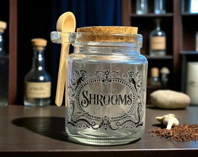 Shrooms small glass jar