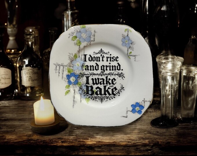 Vintage Decorative Plate: Wake and Bake - Includes Stand