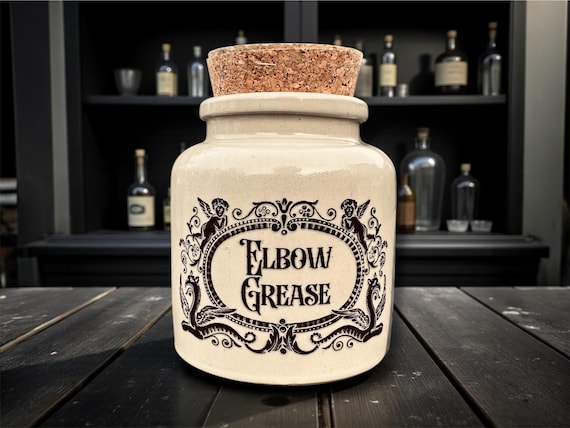 Elbow Grease Stoneware jar | Funny Statement Storage | Humorous Home Decor | Novelty Gift