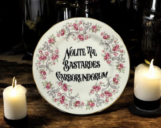 Nolite Te Bastardes Carborundorum vintage plate with stand