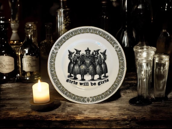 Girls will be girls, vintage plate with stand