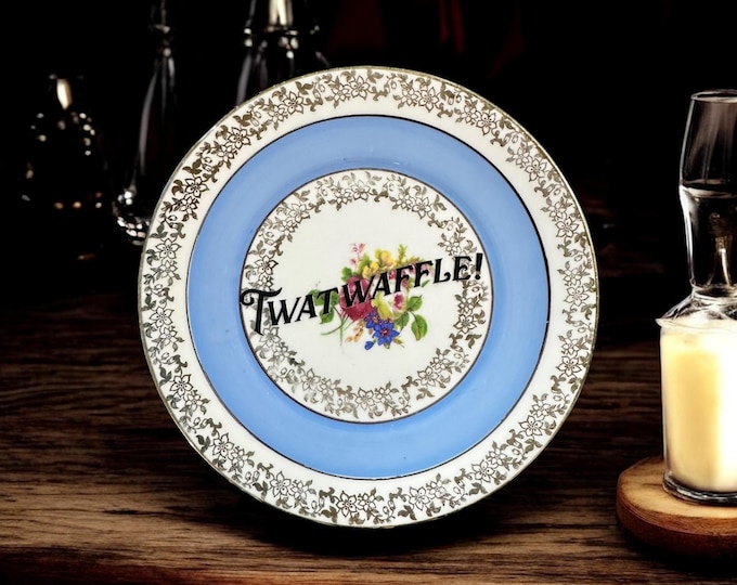 Twatwaffle, vintage plate with stand