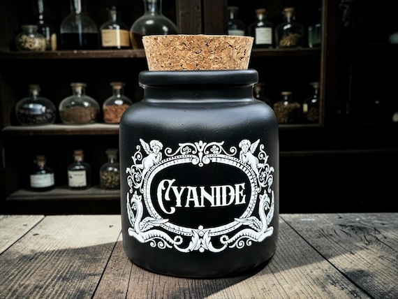 Cyanide Apothecary Jar – Gothic Storage Jar – Poison Bottle Decor – Dark Humour Gift