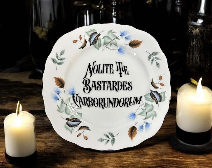 Nolite te bastardes carborundurm, vintage plate with stand
