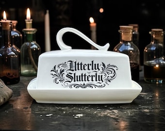 Utterly Slutterly Butter Dish Funny Rude Kitchen Decor Inappropriate Butter Dish with Lid Adult Humour Kitchenware Novelty Kitchen Gift