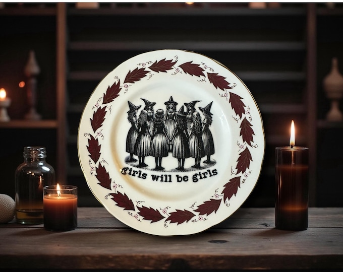 Girls will be girls, vintage plate with stand