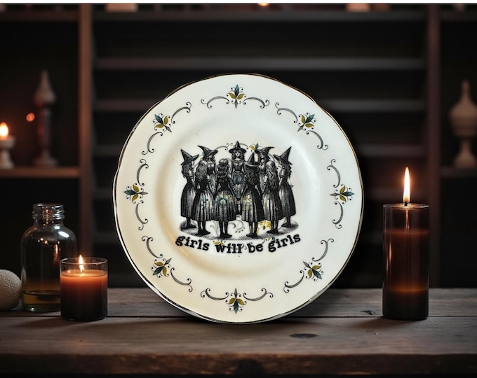 Girls will be girls, vintage plate with stand