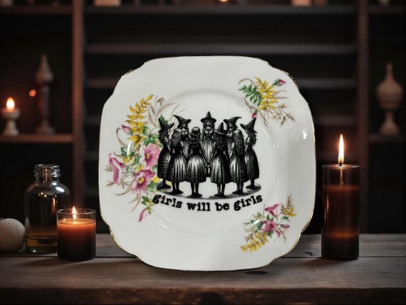 Girls will be girls, vintage plate with stand