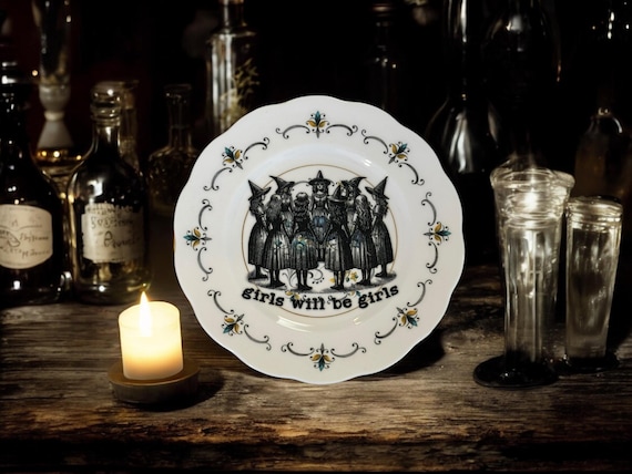 Girls will be girls, vintage plate with stand