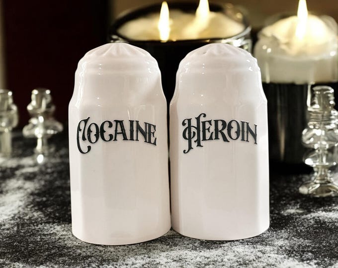 Cocaine and Heroin Salt and pepper shakers