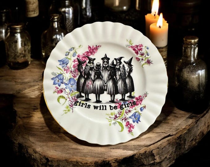 Girls will be girls, vintage plate with stand