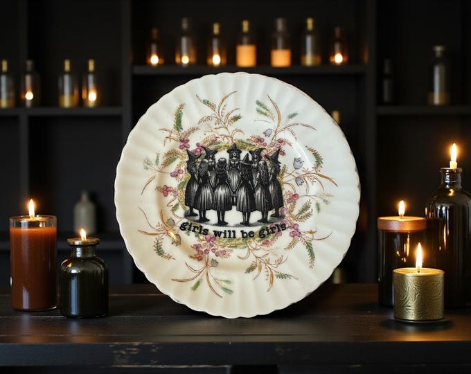 Girls will be girls, vintage plate with stand